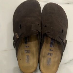 Birkenstock Brown Suede Clogs